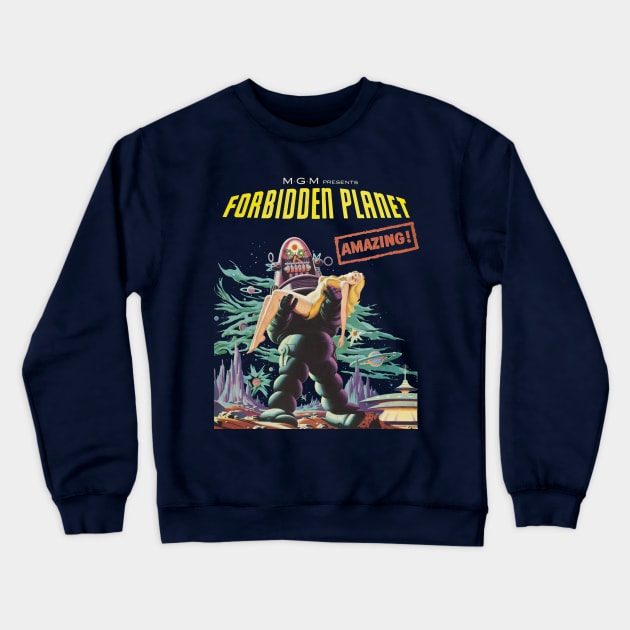 Forbidden Planet Poster Crewneck Sweatshirt by MovieFunTime